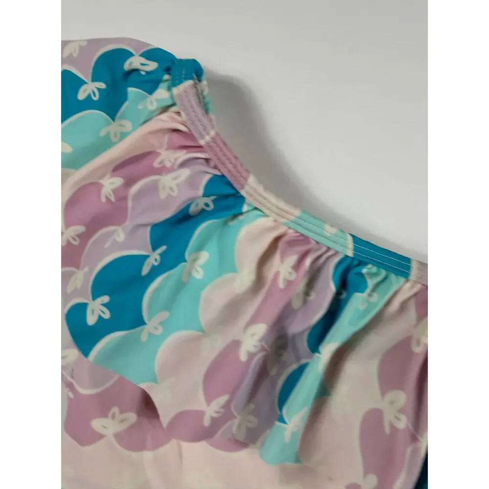 RuffleButts One-Shoulder Ruffle Scallop Print One Piece Swimsuit size 4